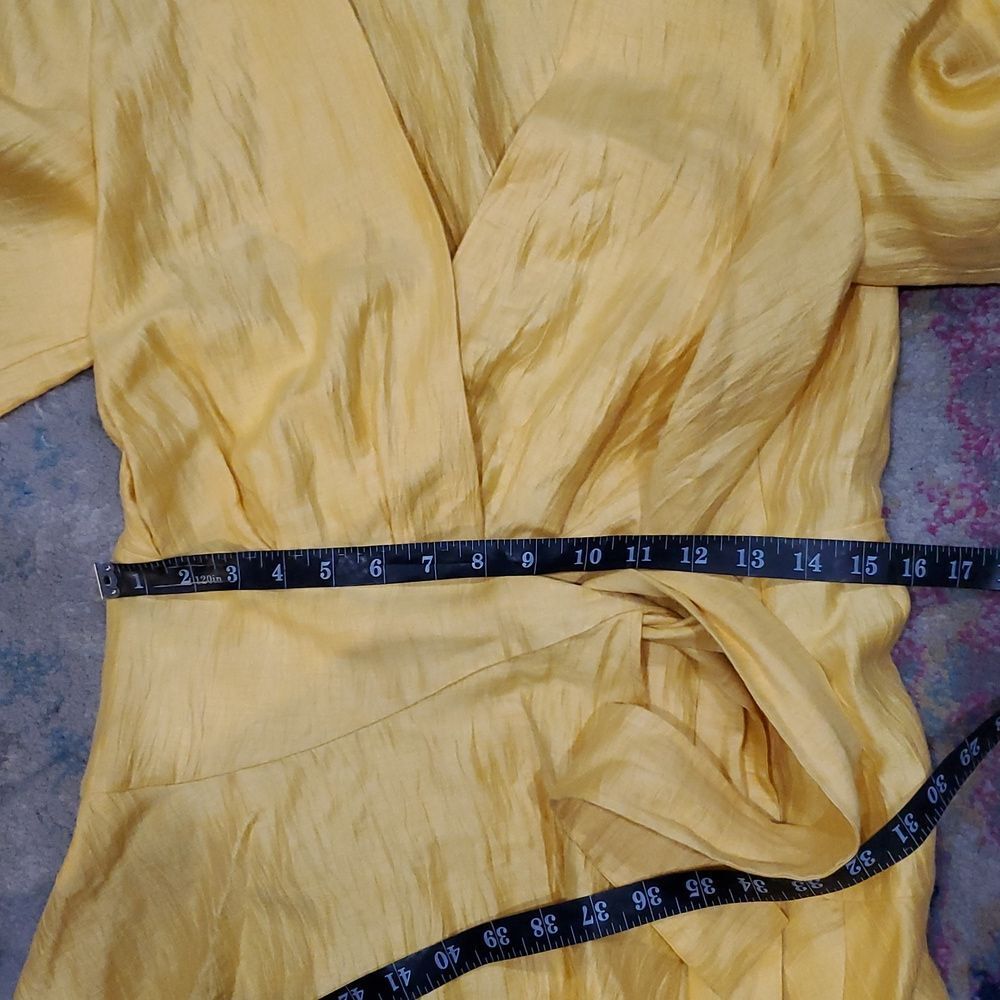 Maje Rifilo Yellow Linen Wrap Dress Size 42 Or 8 - Picture 14 of 16